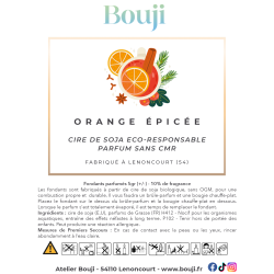 Bouji - Bougies & fondants faits main en Lorraine - Parfum Orange épicée